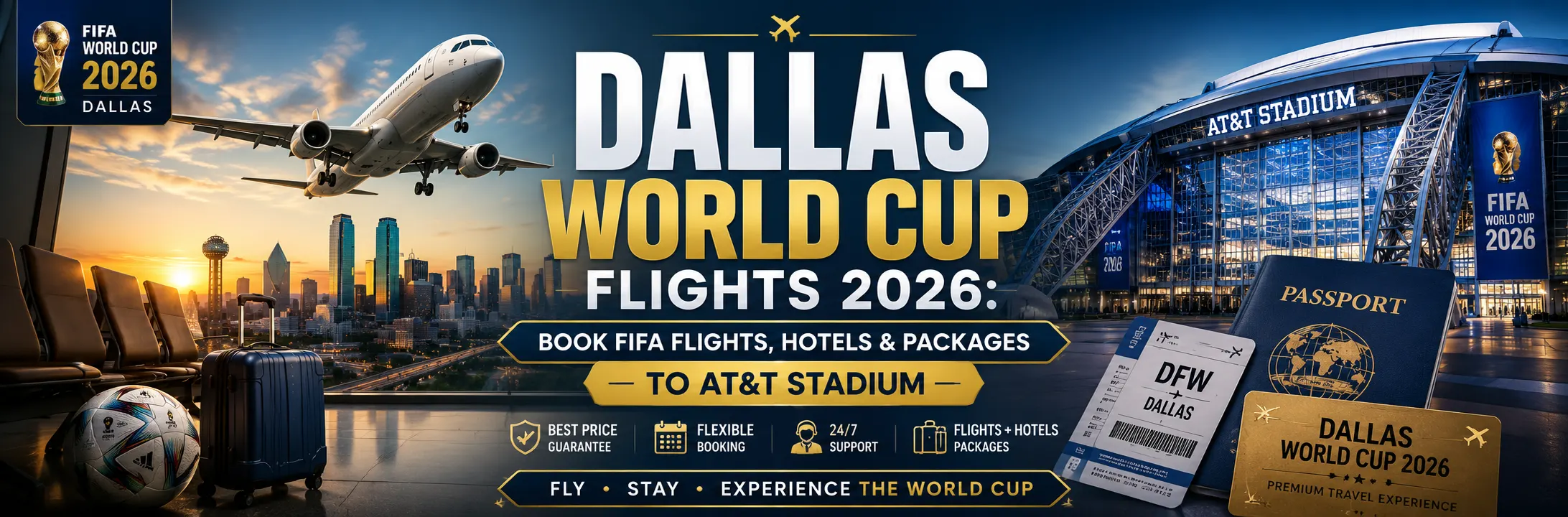 Dallas World Cup Flights 2026 – Book FIFA Flights, Hotels and Packages to AT&T Stadium