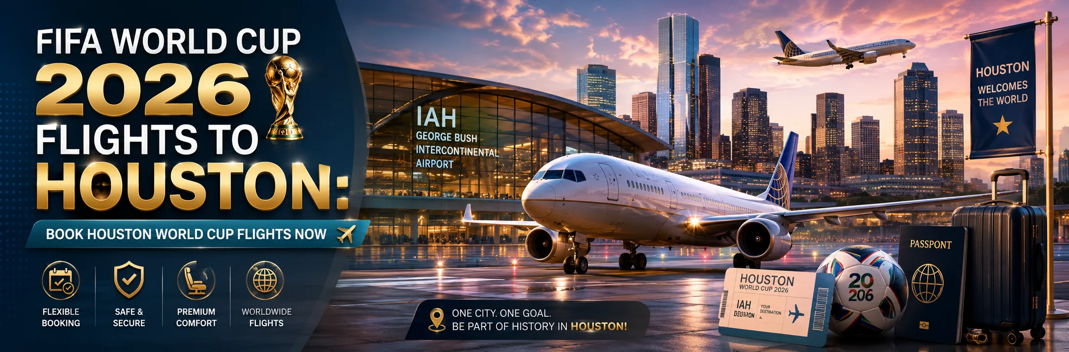 Houston World Cup Flights 2026 – Book Houston World Cup Flights Now