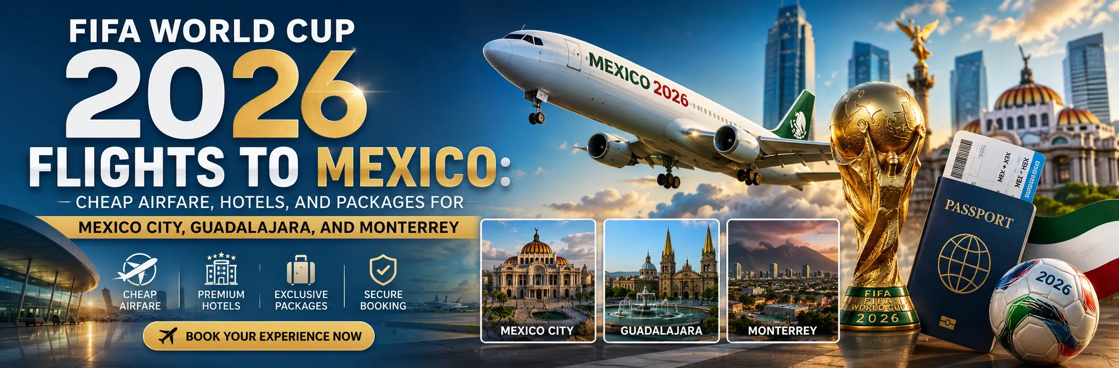 FIFA World Cup 2026 Flights to Mexico – Cheap Airfare, Hotels and Packages for Mexico City, Guadalajara and Monterrey