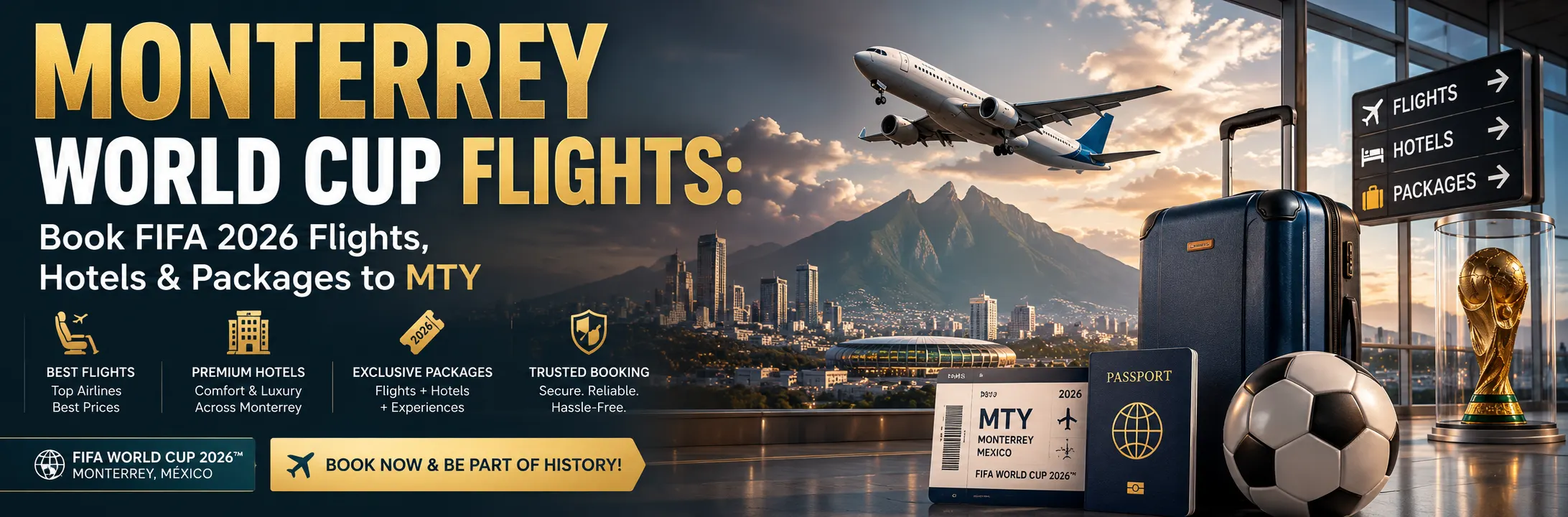 Monterrey World Cup Flights – Book FIFA 2026 Flights, Hotels and Packages to MTY